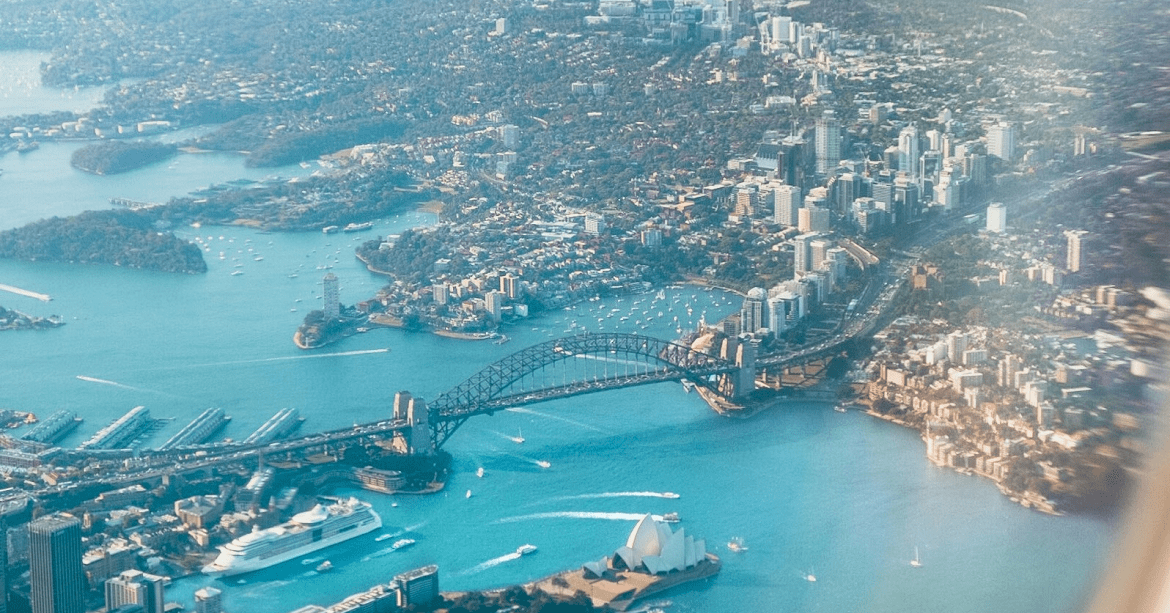 An aerial view of a city in Australia