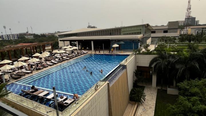 Roof top swimming pool at Kempinski hotel