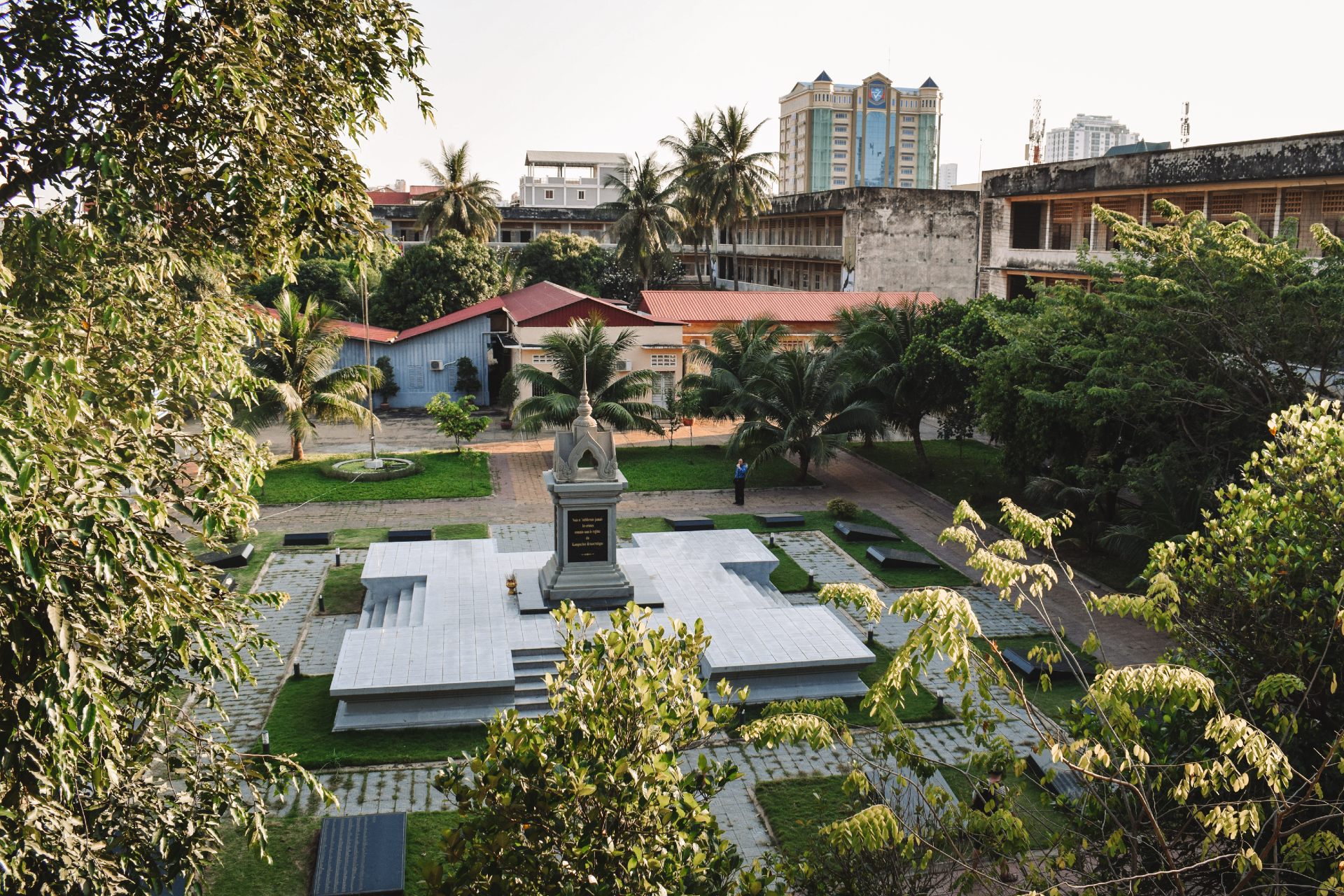 View on the main yard in S21 Tuol Sleng Genocide Museum in Phnom Penh, Cambodia.