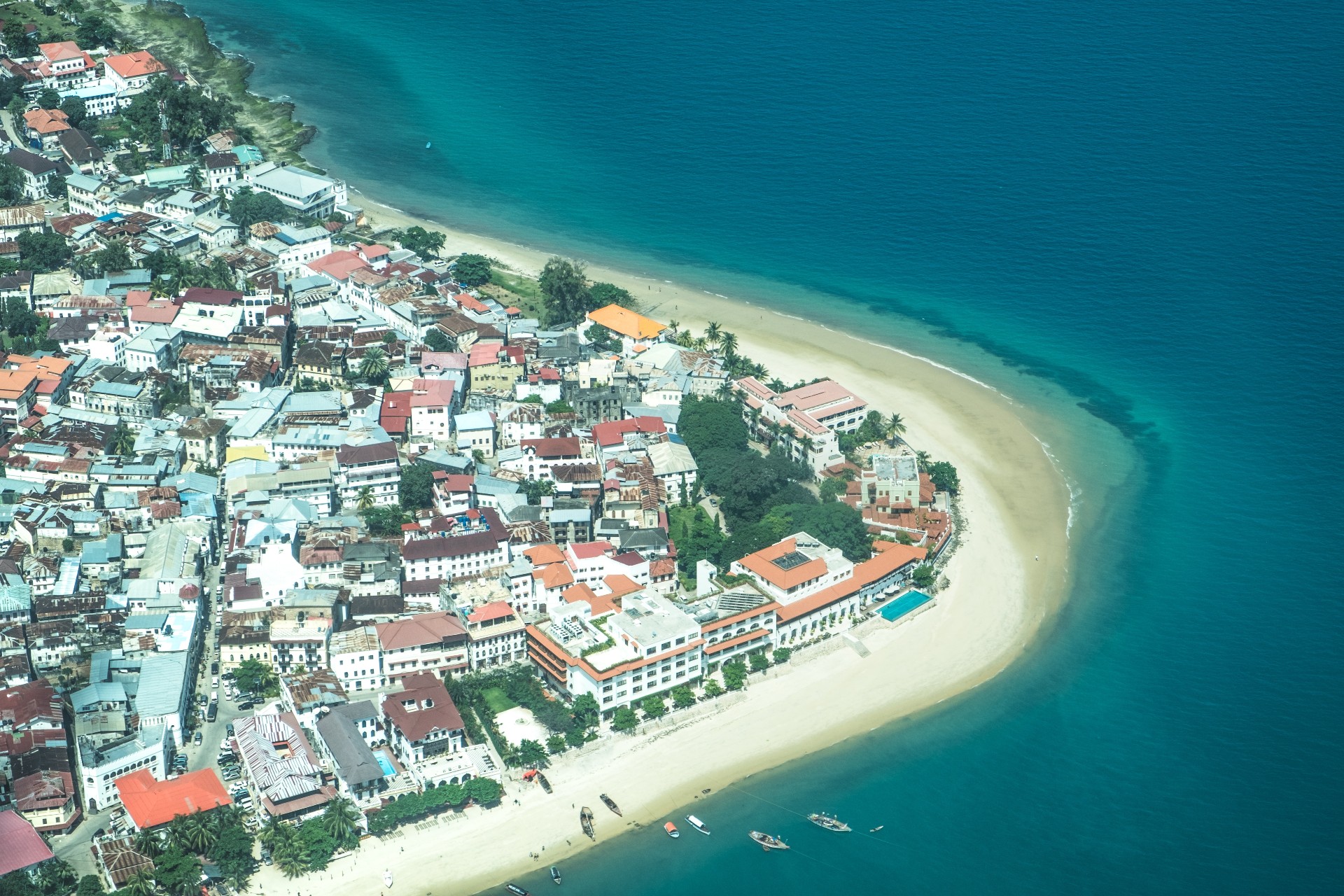 An aerial view of Stone town, Zanzibar 