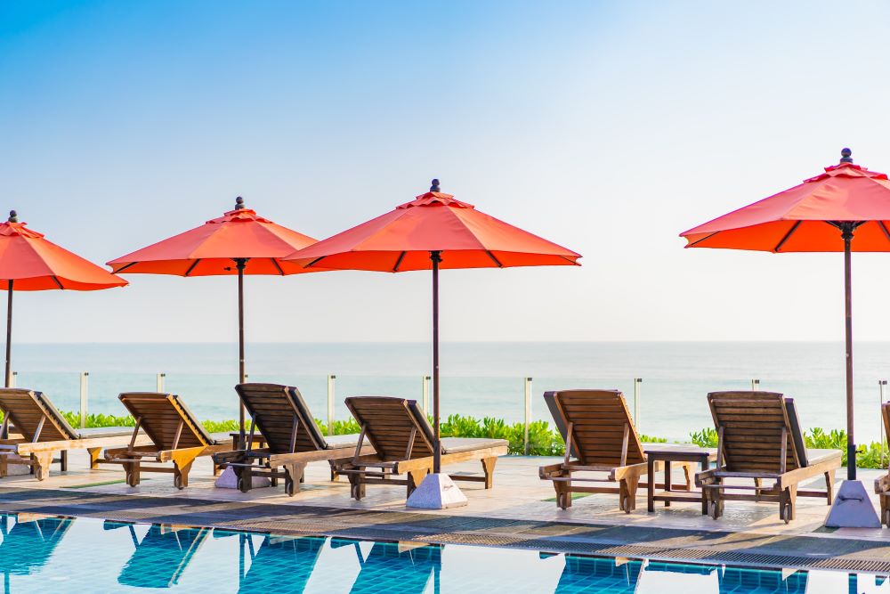 Umbrella Chairs next to the pool