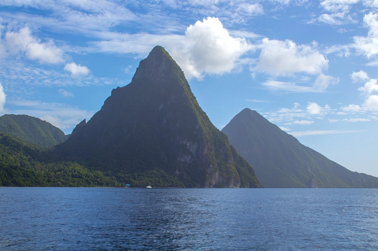 Pitons, two volcanic spires named Gros Piton