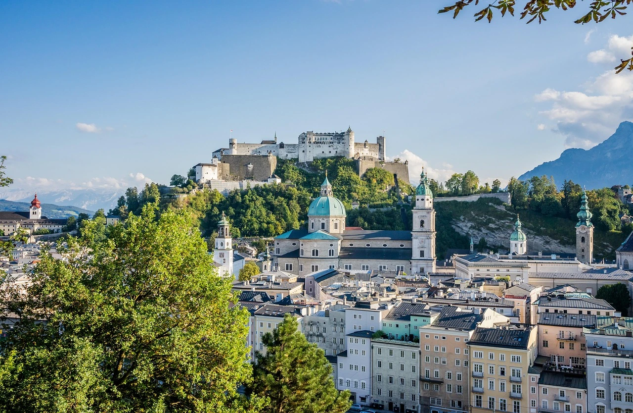 Hohensalzburg Fortress overlooking the city of Salzburg, Austria