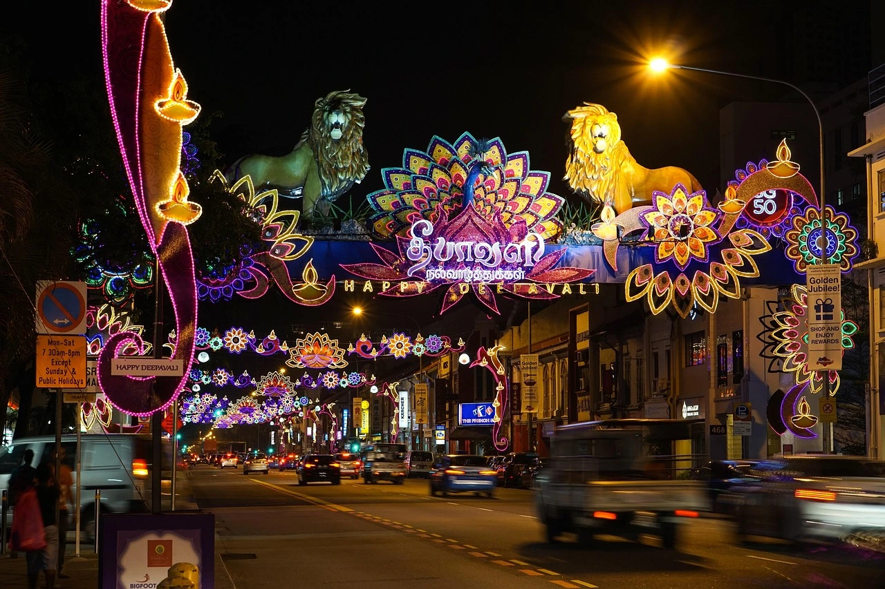 Street decorations in Little India, Singapore