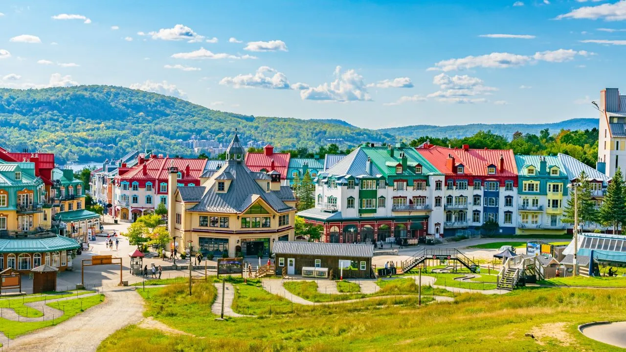 Mont Tremblant, beautiful national park and village in perfect harmony with nature.The unique and wonderful Mont-Tremblant resort village, Quebec, Canada.
