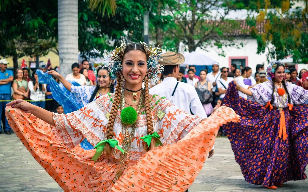 lady dancing in colorful dress