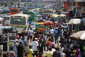 A crowded street in Accra, Ghana