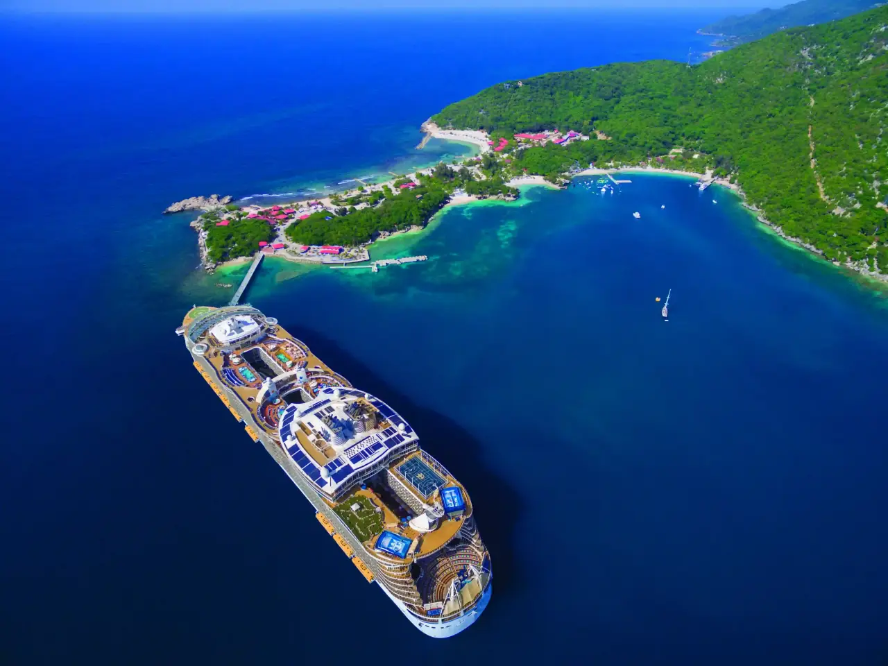 Aerial view of Royal carribean cruise ship