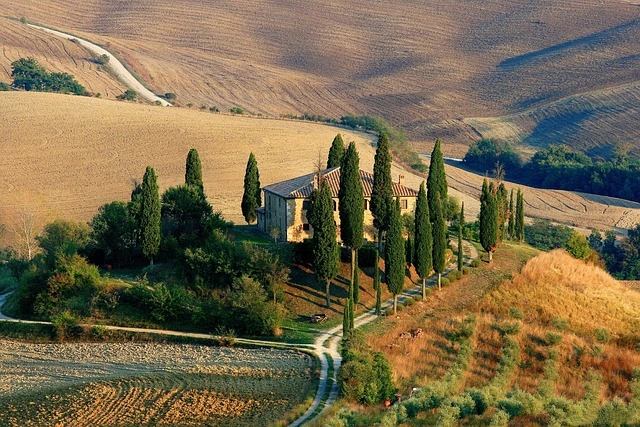 Aerial View of Tuscany in Italy for a destination guide