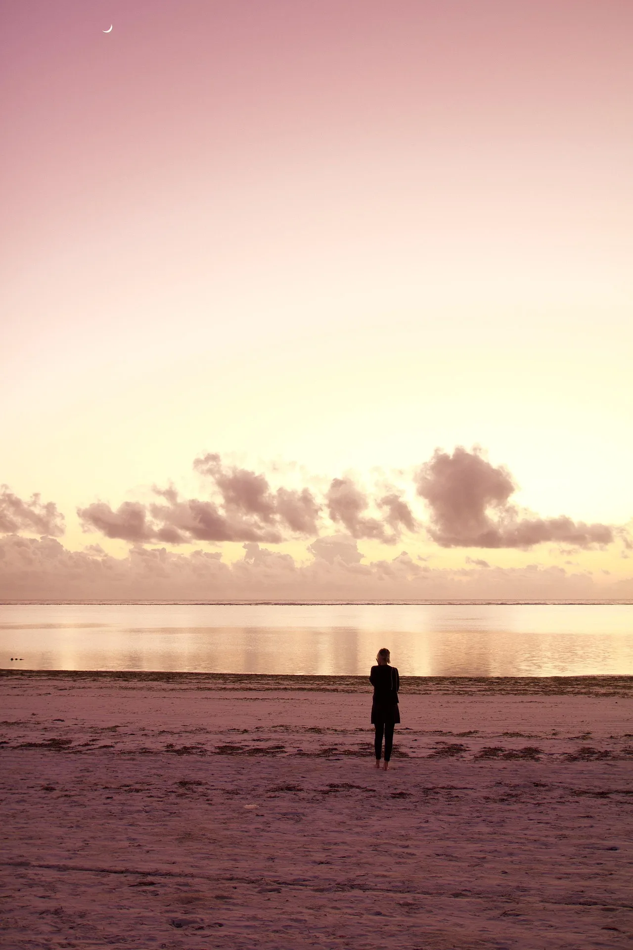 Solitary figure at a beach in tanzania featured
