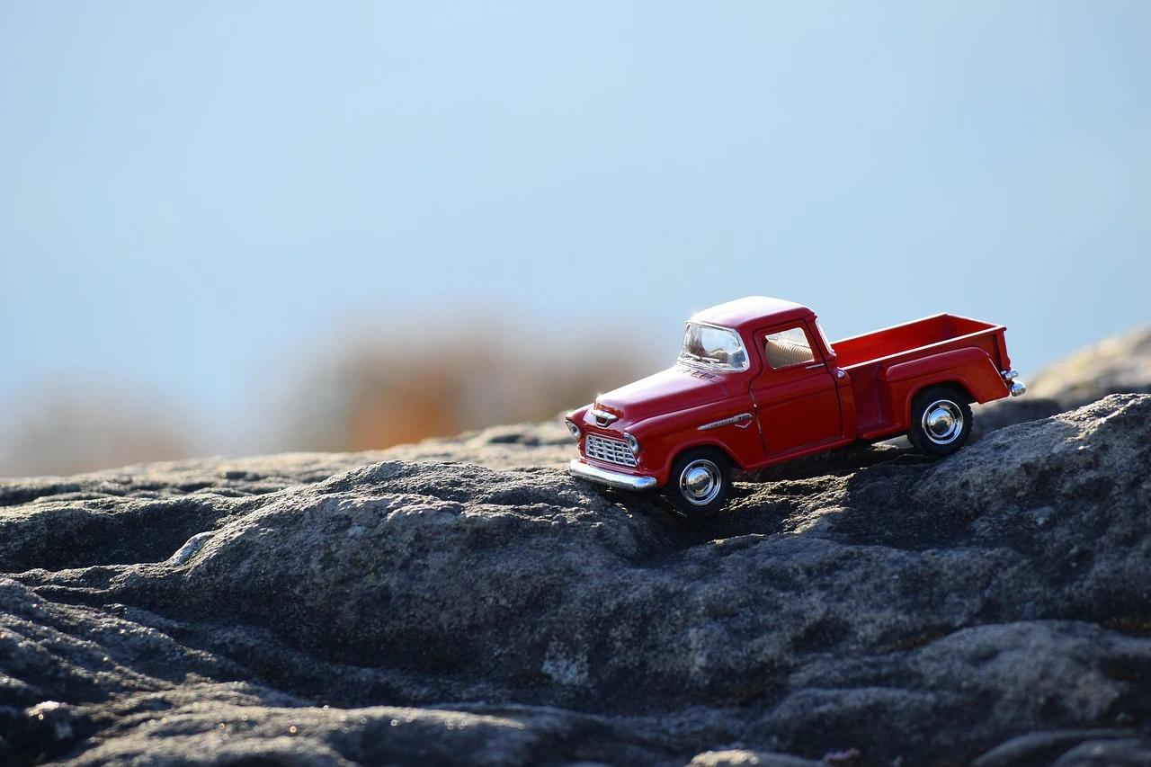 The toy truck is a die-cast model