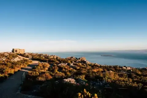 Cliff under beatiful sunset
