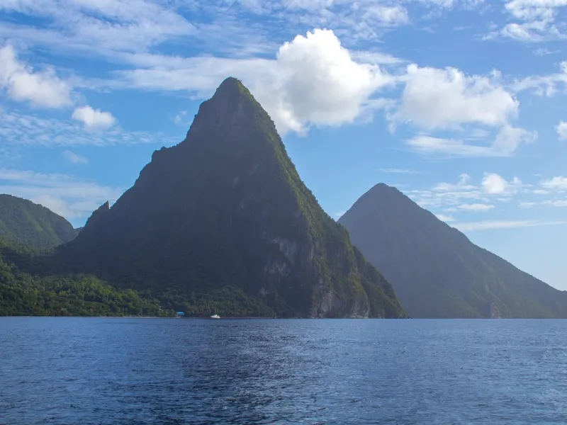 Pitons, two volcanic spires named Gros Piton