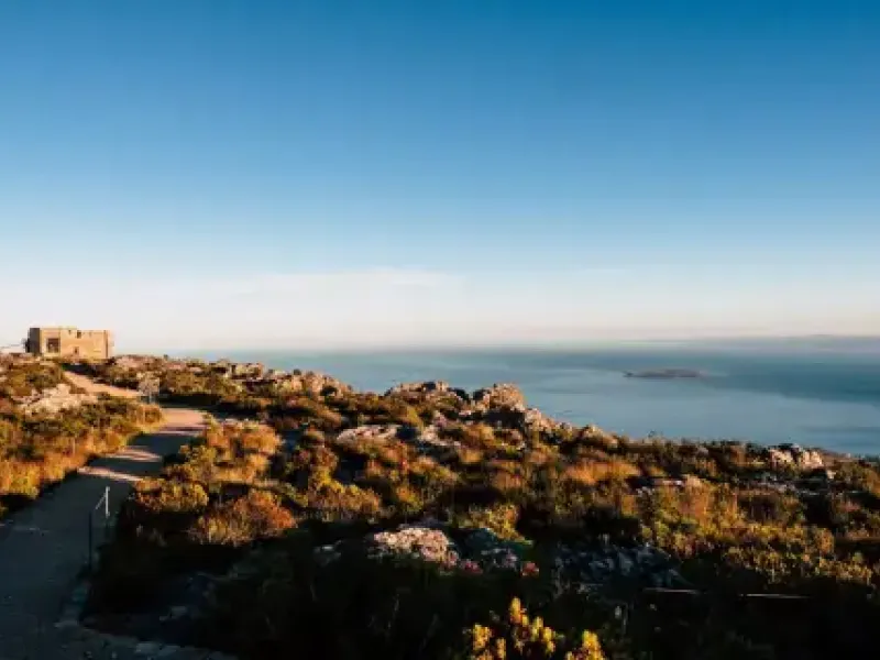 Cliff under beatiful sunset