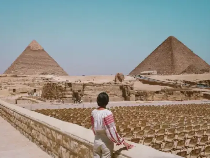 The Pyramids of Giza at sunset, one of the Seven Wonders of the Ancient World on an Egypt heritage tour with LABUSA Travel