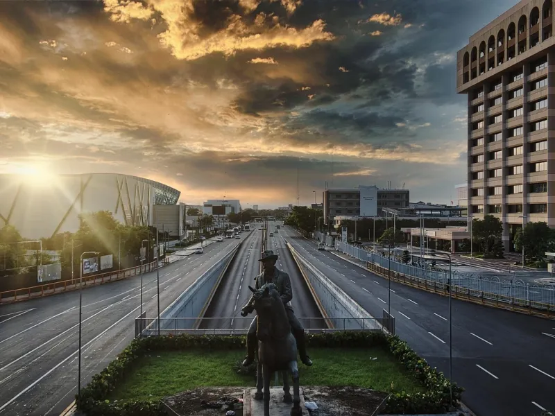 Statue of a man on horseback in Santo Domingo during a cultural journey