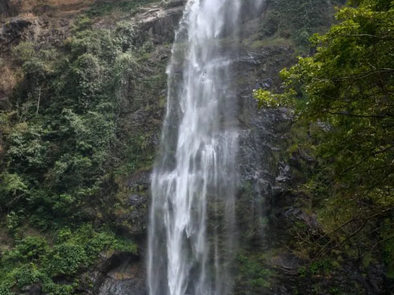 Wli Waterfalls in the Volta Region of Ghana, the highest waterfall in West Africa and a popular nature travel destination