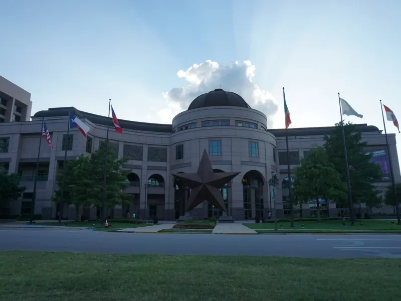The domed facade and giant bronze star of the Bullock Texas State History Museum in Austin.