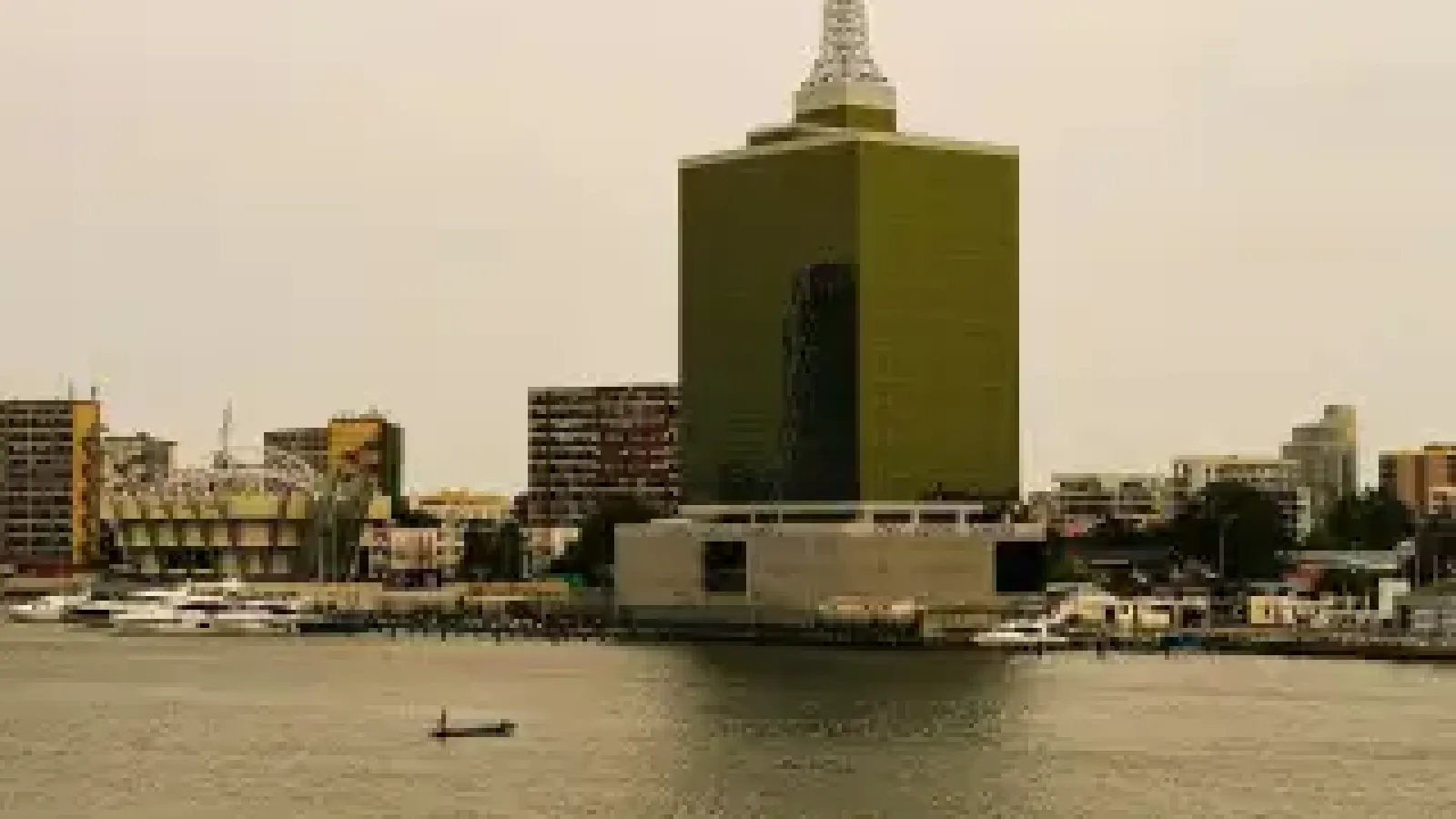 Civic Centre Towers skyscraper on a cloudy day in Lagos, Nigeria