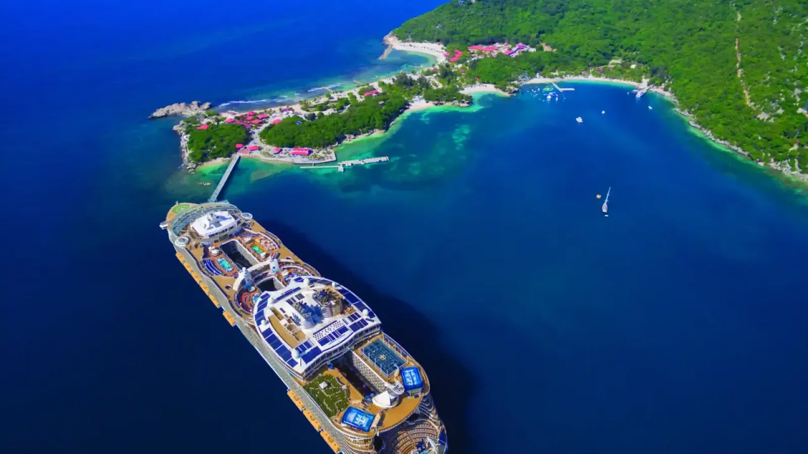 Aerial view of Royal carribean cruise ship