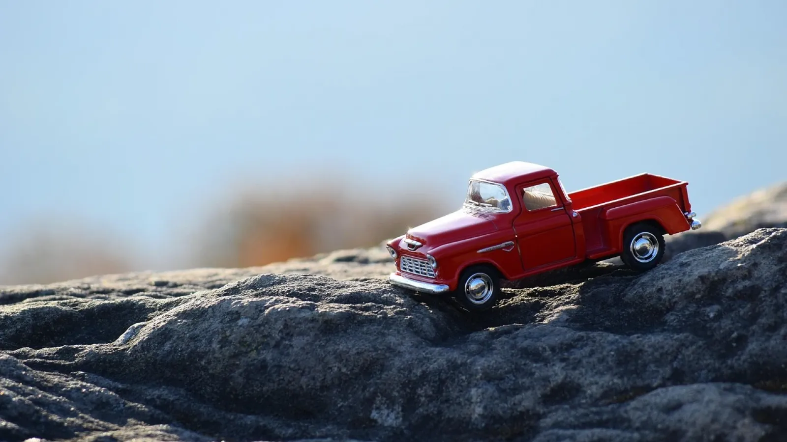 The toy truck is a die-cast model