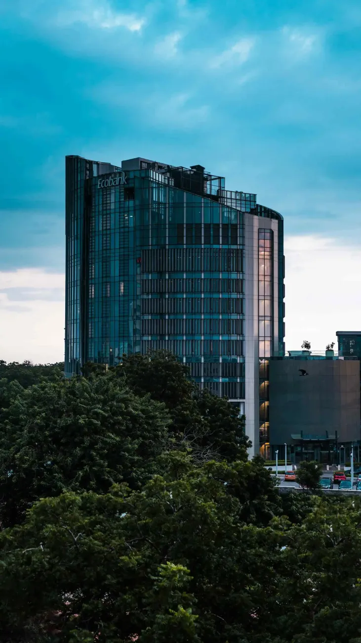 Sky view of a tall building