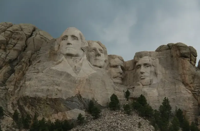 Mount Rushmore granite carvings of four U.S. presidents in the Black Hills of South Dakota.