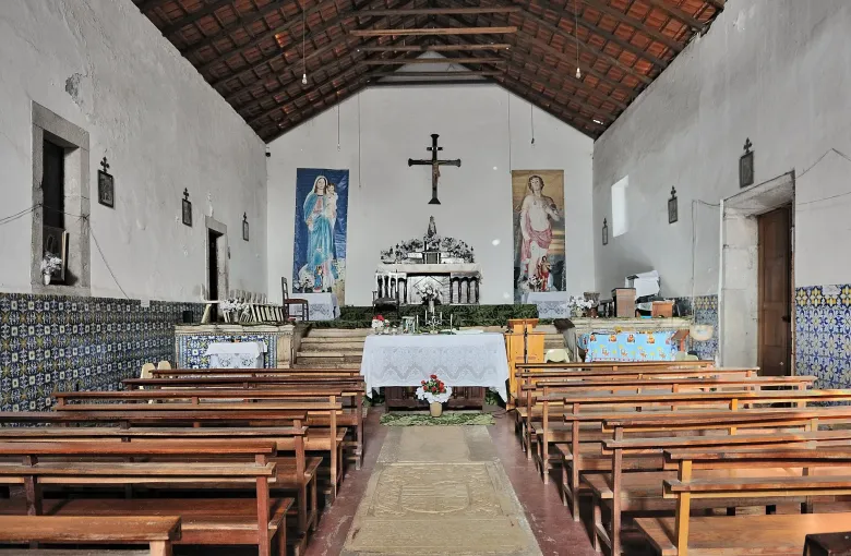 The tiled interior and floor tombs of the church of Nossa Senhora do Rosário at Cidade Velha, one of the oldest colonial churches in the tropics.